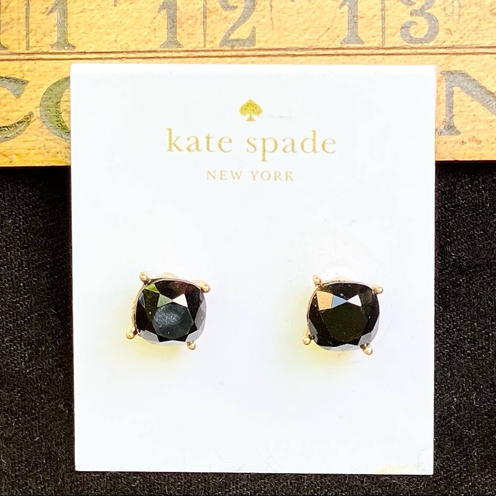 Kate Spade black faceted stone post earrings.